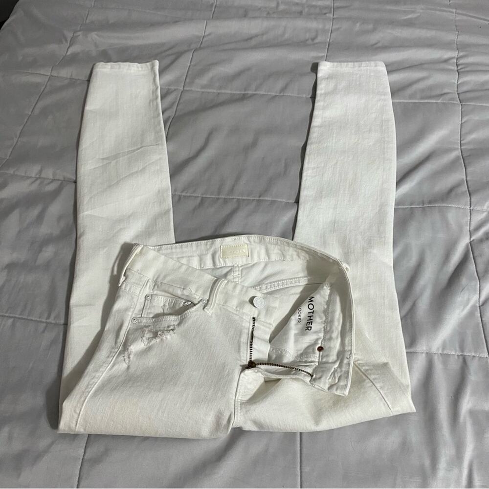 Mother The Looker Stayin’ Rowdy White Jeans Distressed Women’s Size 24 - Picture 11 of 16